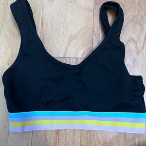 Electric Yoga Size small Black Milo Rainbow Striped Sports Bra